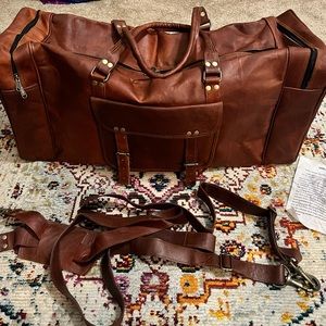 Authentic Leather Large Brown Duffle Bag!